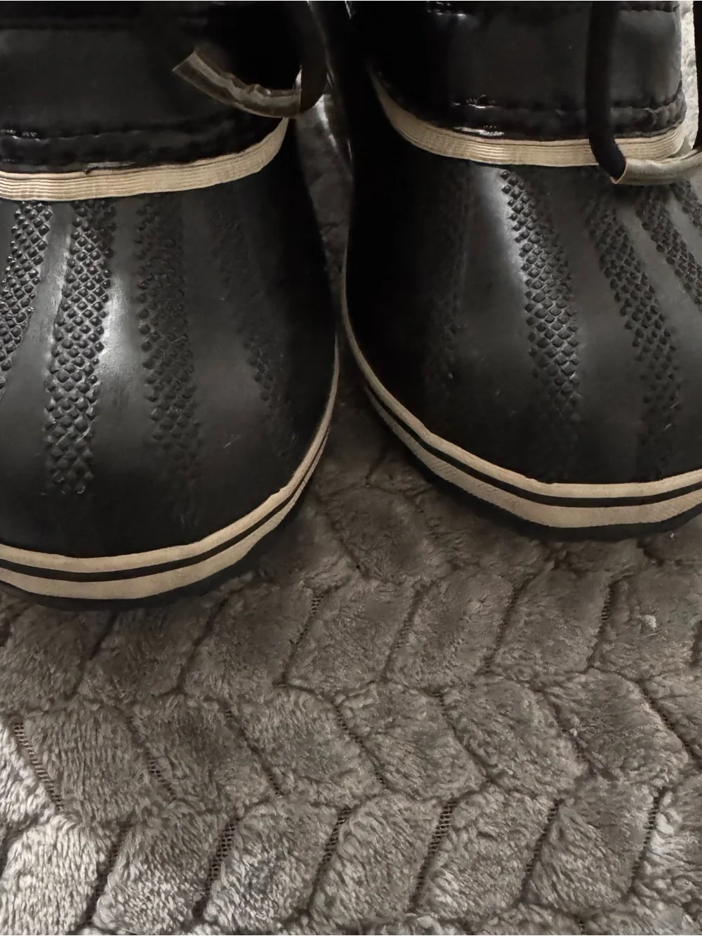 Sorel Kids Black Rain & Cream Faux-Fur Trim Boot